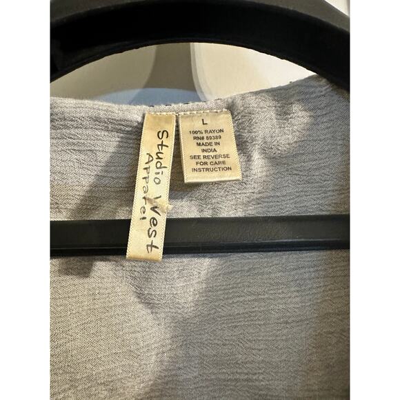 Studio West Apparel Ombré bohemian style blouse w/ stitching & fringe sz L - Picture 4 of 5